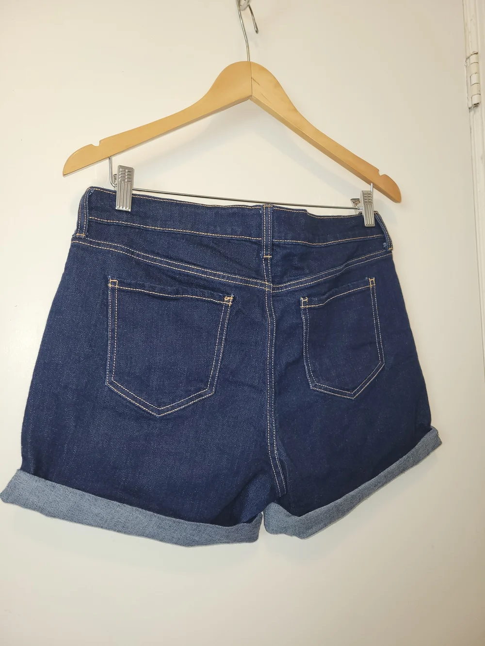 Dark Blue Denim Roll-Cuff Women's Shorts - Picture 8 of 8